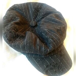 Black Pinstripe Gatsby,Newsboy, Cabbie Cap